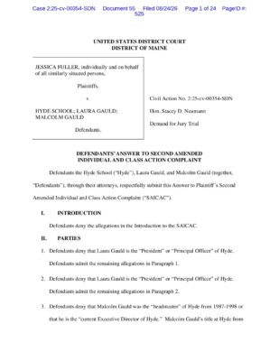 Hyde School — Answer To Second Amended Complaint (August 2026)