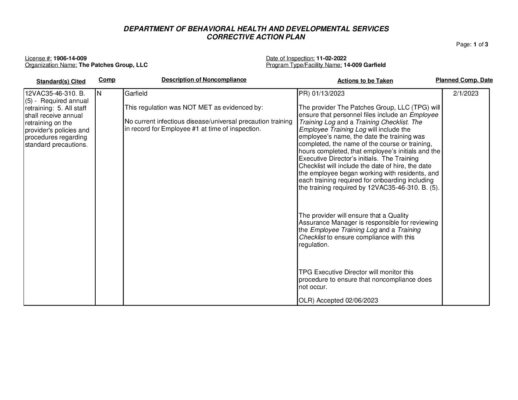 1906-14-009_Insp-20221102-Unannounced-Inspection