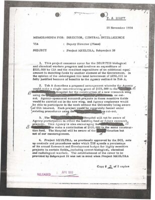 Project MKULTRA Subproject 35 — Memorandum (November 1954)