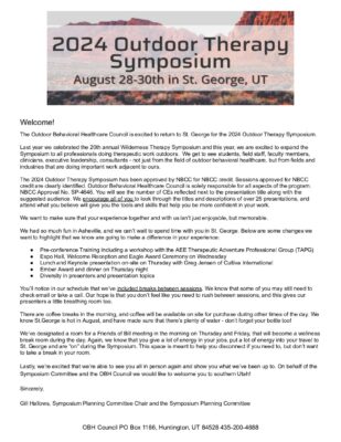 Outdoor Behavioral Healthcare Council — Symposium Agenda (August 2024)