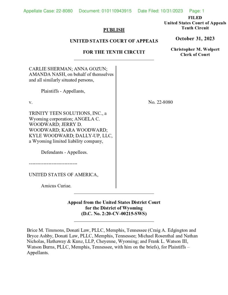 Trinity Teen Solutions — Appellate Brief (October 2023)
