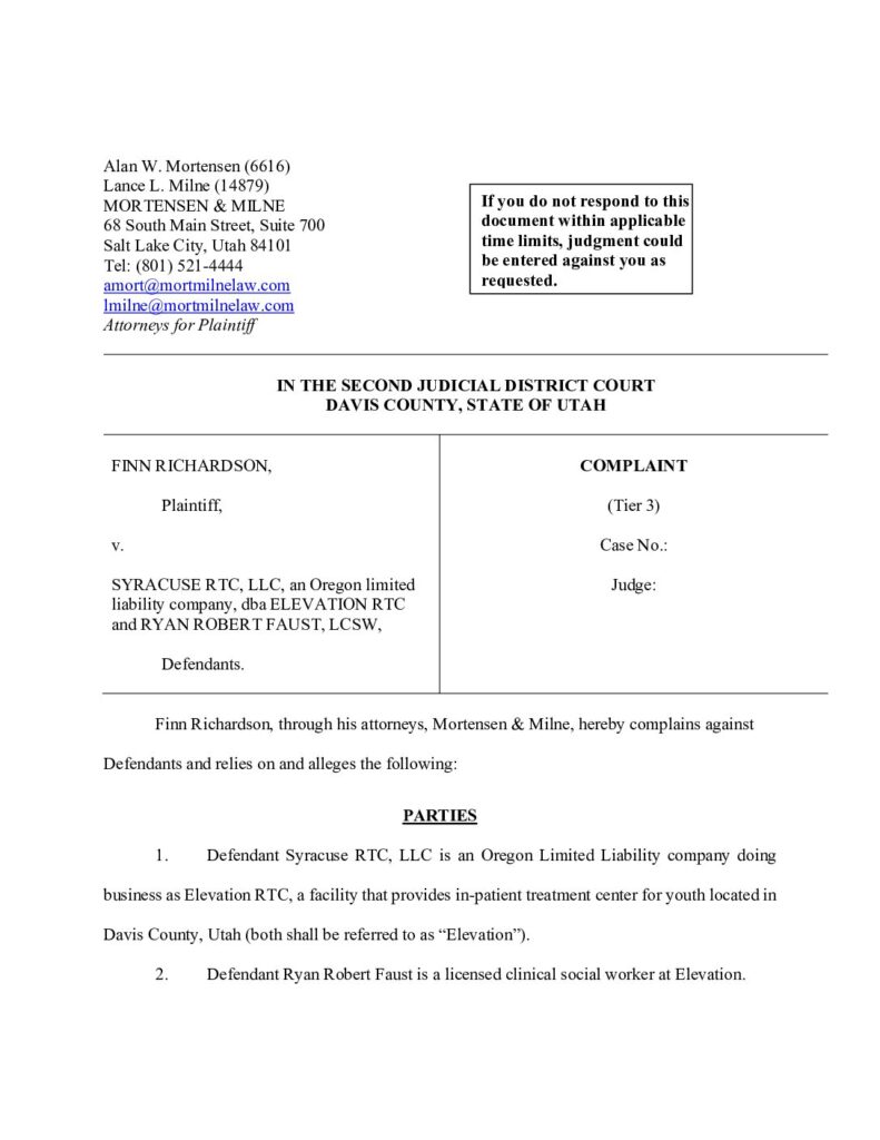 Ryan Faust Elevations Lawsuit 2024