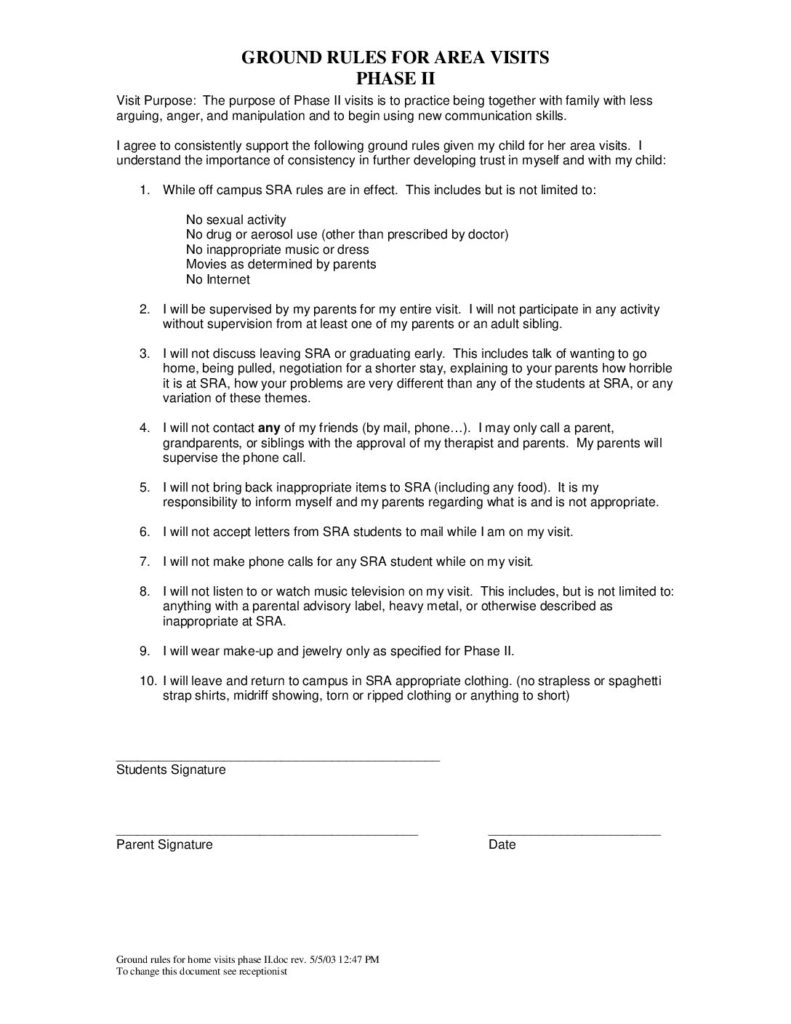 Spring Ridge Academy Ground Rules - Phase II - 12/03/2010