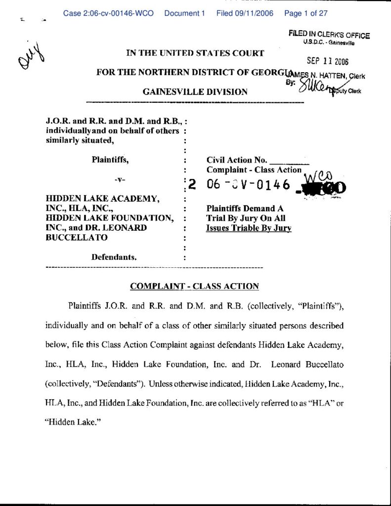 Hidden Lake Academy Class Action Lawsuit Complaint