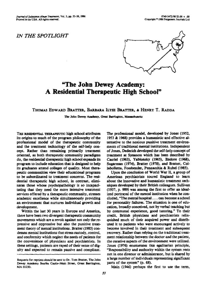 John Dewey Academy Tom Bratter