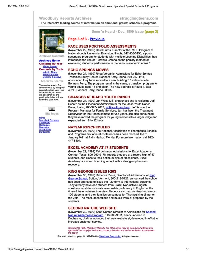 NATSAP Conference Rescheduled 12/1999