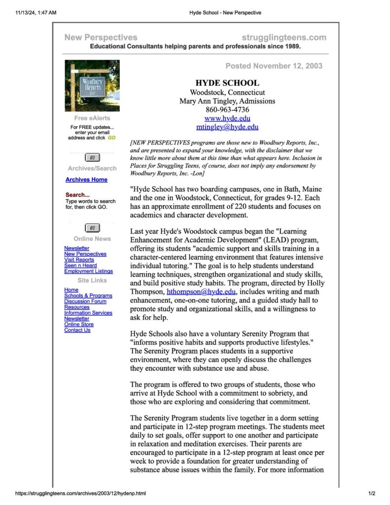 Woodbury Reports Hyde Woodstock 2003