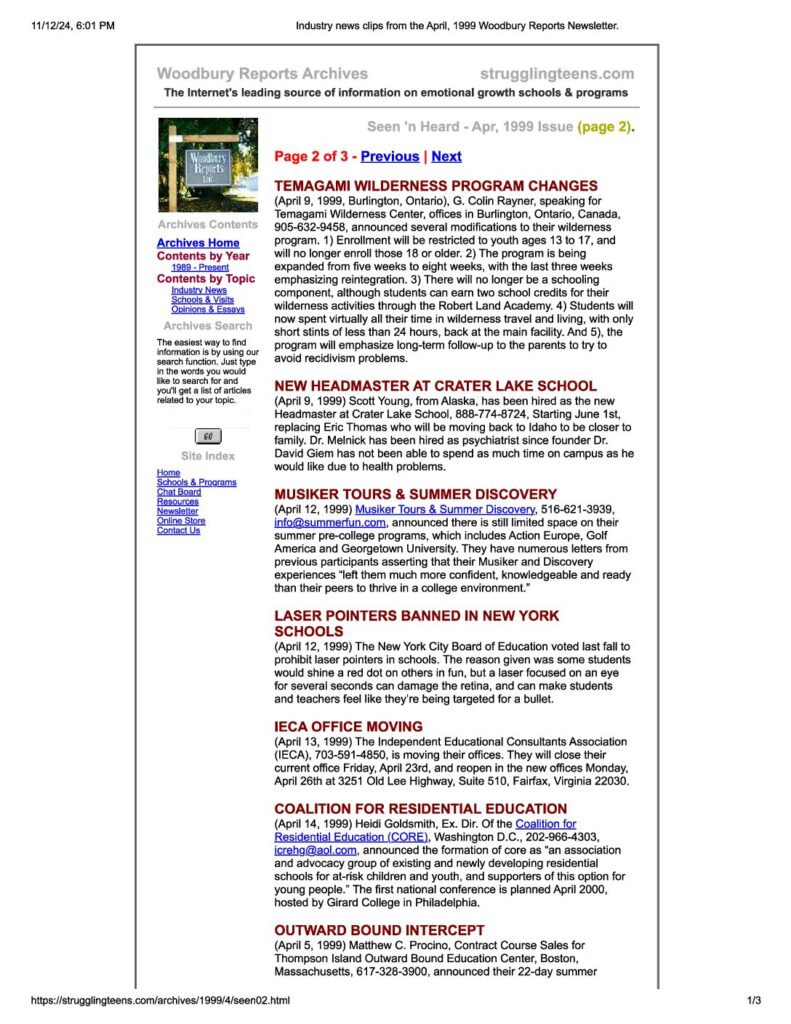 Woodbury Reports: NATSAP Applications 04/1999