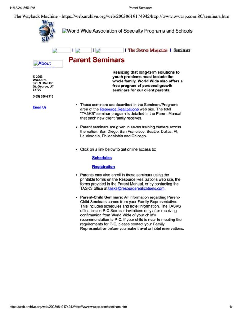 Wwasp Website Seminars 2003