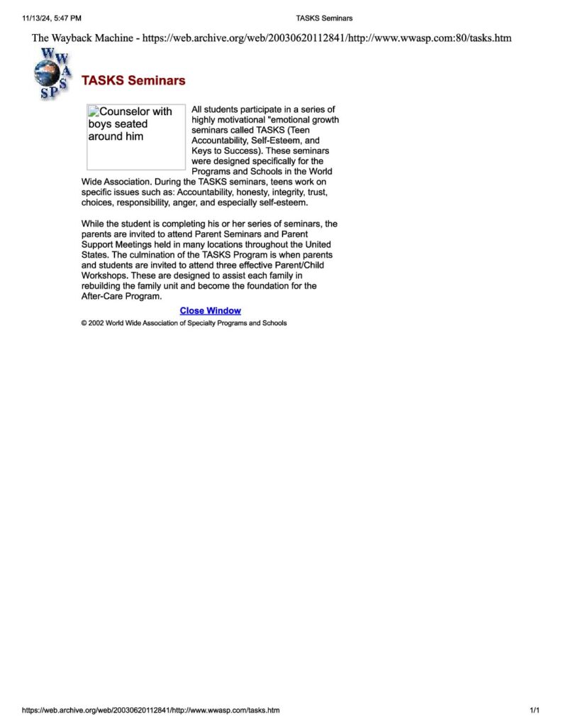Wwasp Website Tasks 2003