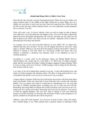 Alcohol And Drugs How To Talk To Your Teen