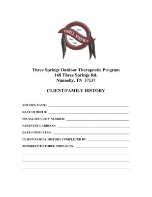 Three Springs Tennessee Client/Family History