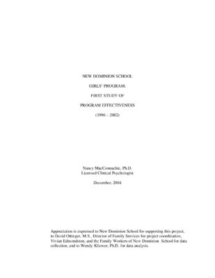 Girls Program Effectiveness 1996-2002