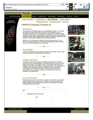 Three Springs CHOICES Program — Website Program Description (October 2001)