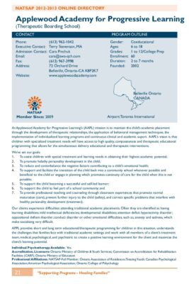 Applewood Academy For Progressive Learning 2012-2013 NATSAP Profile