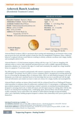 Ashcreek Ranch Academy 2016-2017 NATSAP Profile