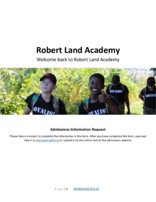 Robert Land Academy — Admissions Information Request Form