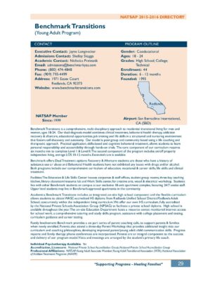 Benchmark Transitions 2015-2016 NATSAP Profile