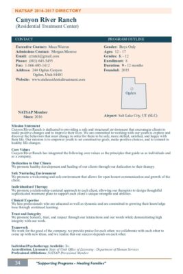 Canyon River Ranch 2016-2017 NATSAP Profile