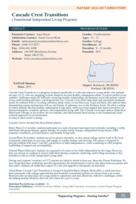 Cascade Crest Transitions 2016-2017 NATSAP Profile
