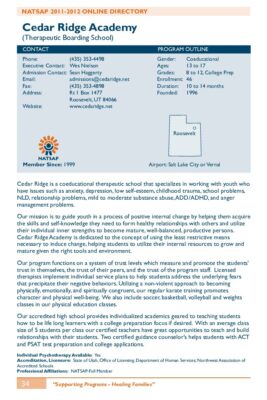 Cedar Ridge Academy 2011-2012 NATSAP Profile