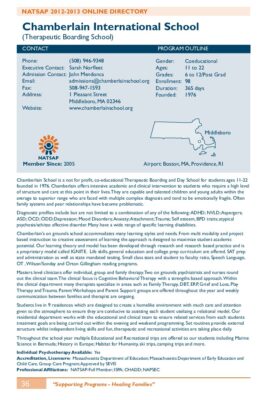Chamberlain International School 2012-2013 NATSAP Profile