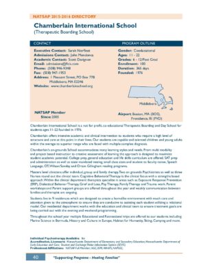 Chamberlain International School 2015-2016 NATSAP Profile