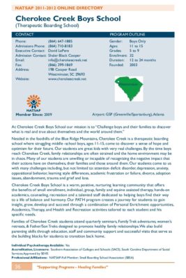 Cherokee Creek Boys School 2011-2012 NATSAP Profile