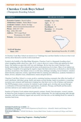 Cherokee Creek Boys School 2016-2017 NATSAP Profile