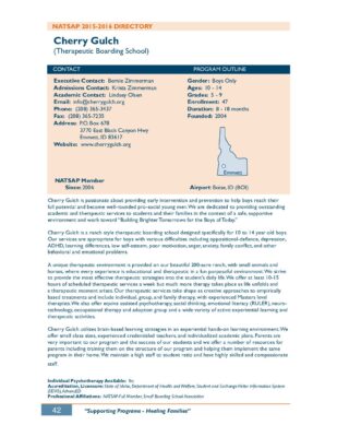 Cherry Gulch 2015-2016 NATSAP Profile