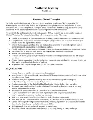 Northwest Academy — Job Listing (2017)