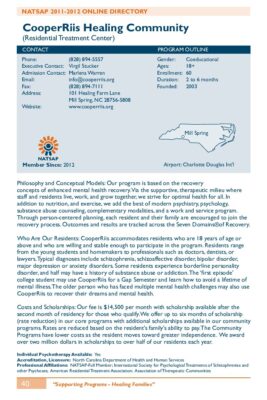 Cooperriis Healing Community 2011-2012 NATSAP Profile