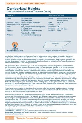 Cumberland Heights 2012-2013 NATSAP Profile