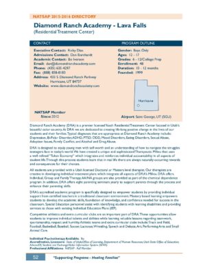 Diamond Ranch Academy Lava Falls 2015-2016 NATSAP Profile