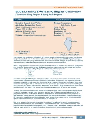 EDGE Learning Wellness Collegiate Community 2015-2016 NATSAP Profile