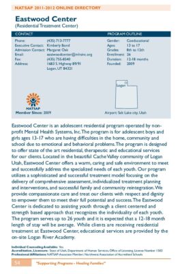 Eastwood Center 2011-2012 NATSAP Profile