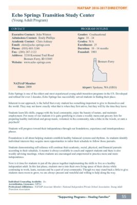Echo Springs Transition Study Center 2016-2017 NATSAP Profile