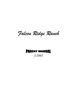 Falcon Ridge Ranch Parent Manual 2003