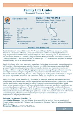 Family Life Center 2009 NATSAP Profile