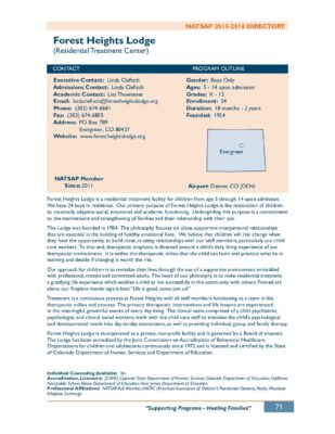 Forest Heights Lodge 2015-2016 NATSAP Profile