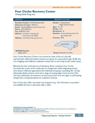 Four Circles Recovery Center 2015-2016 NATSAP Profile