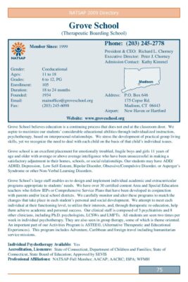 Grove School 2009 NATSAP Profile