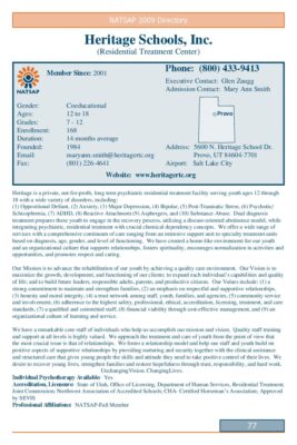Heritage Schools Inc 2009 NATSAP Profile