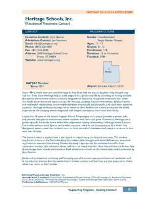 Heritage Schools Inc 2015-2016 NATSAP Profile