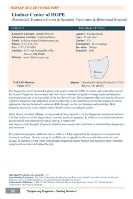 Lindner Center Of HOPE 2016-2017 NATSAP Profile