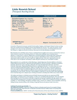 Little Keswick School 2015-2016 NATSAP Profile