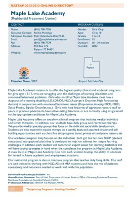 Maple Lake Academy 2012-2013 NATSAP Profile