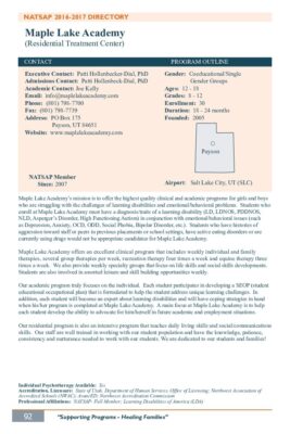 Maple Lake Academy 2016-2017 NATSAP Profile