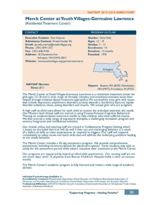 Merck Center At Youth Villagesgermaine Lawrence 2015-2016 NATSAP Profile