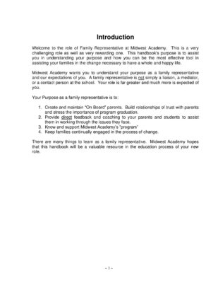 Midwest Academy Family Representative Handbook Revised 2012